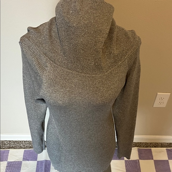 Gray glitter Off-Shoulder Women's Sweater dress with back bow detail - Picture 3 of 13